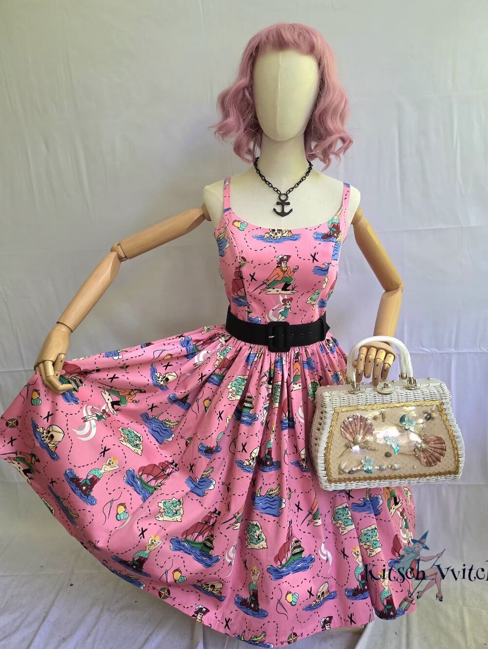 🪝Off The Hook - "Neverland" Jenny Dress Micheline Pitt Art Pinup Couture L - Picture 2 of 16